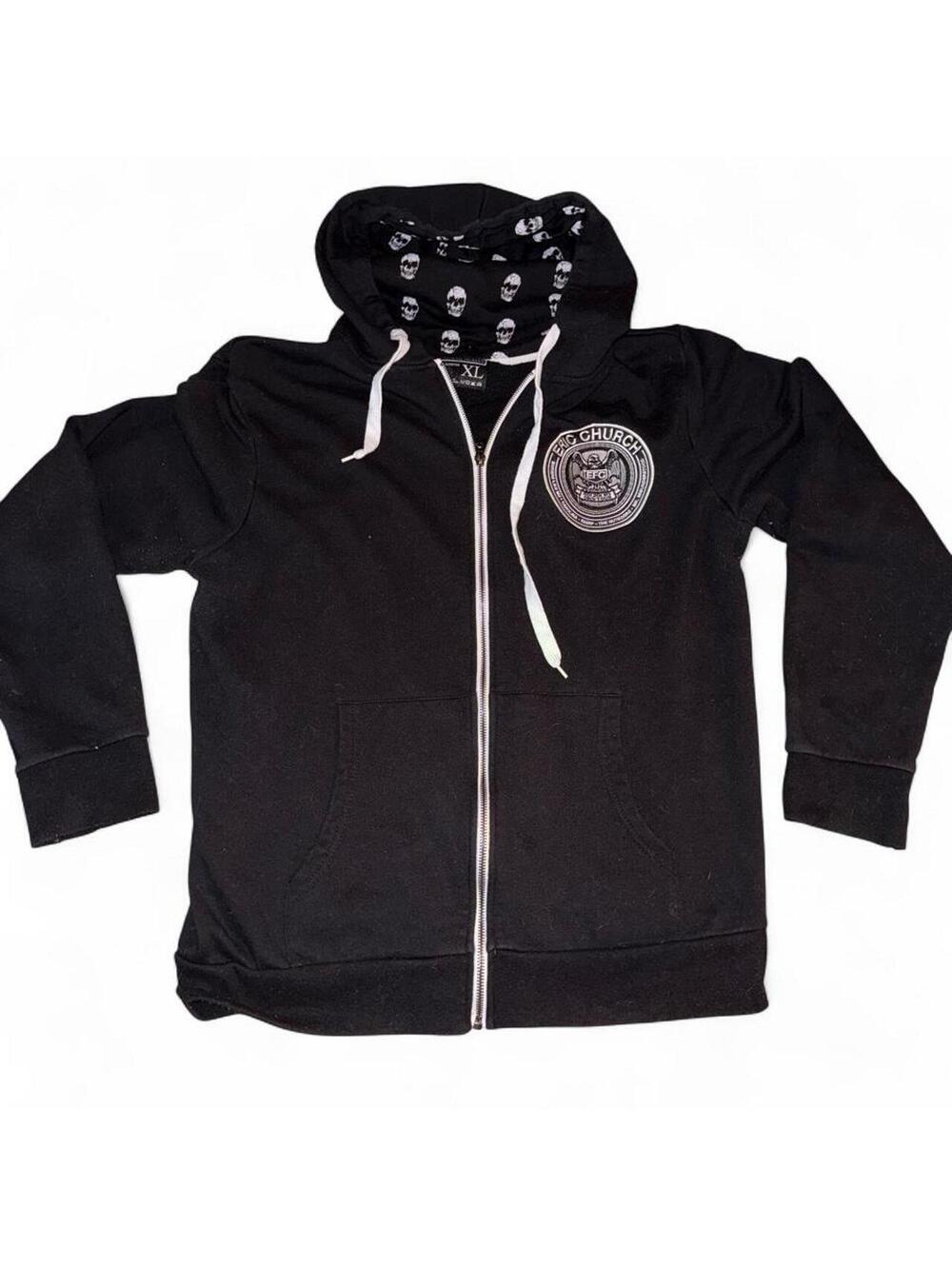 Eric Church unisex black zip up hoodie sweater white skulls grunge goth country